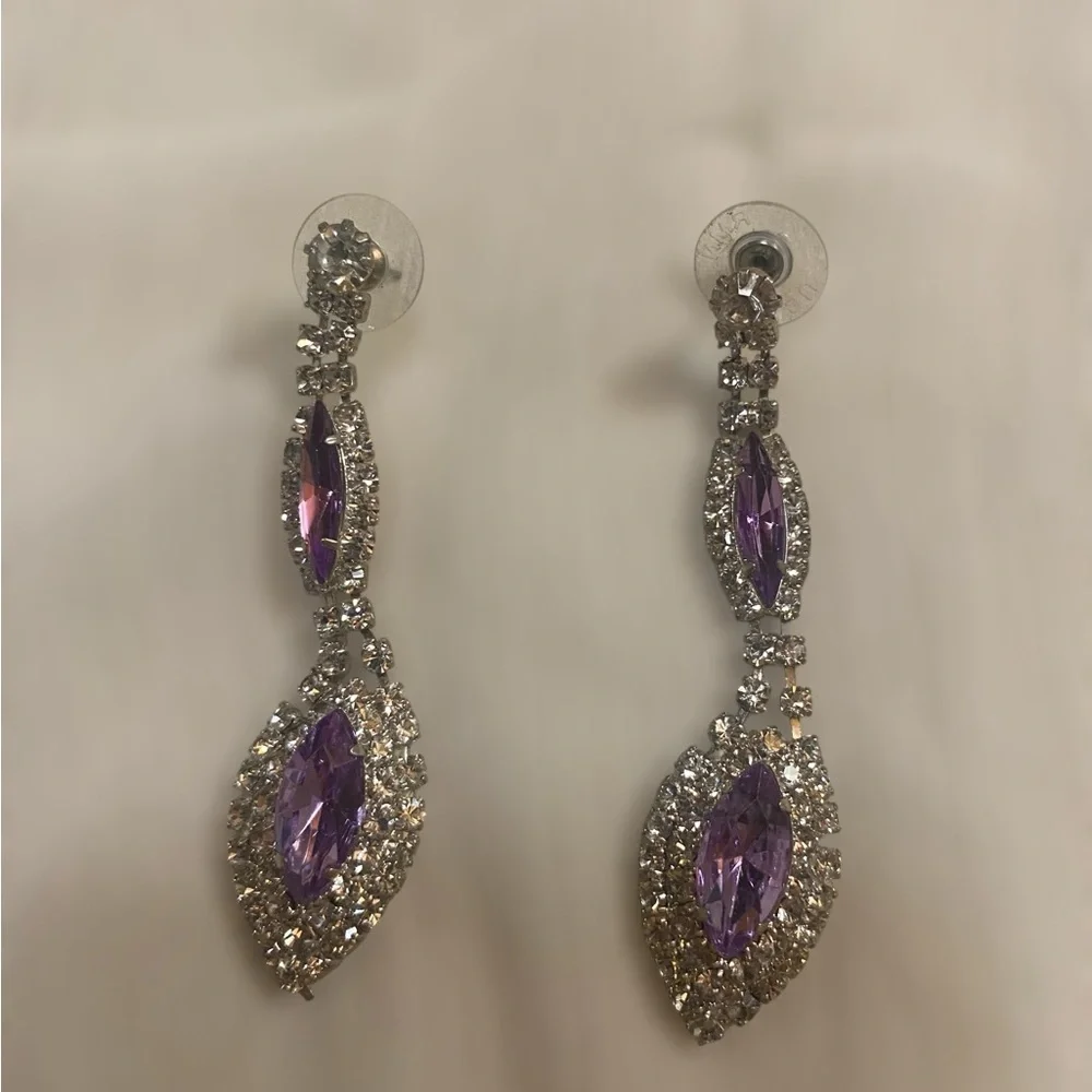 Elegant Vibrant Colors Crystal Pendant Necklace & Earrings Set of 4